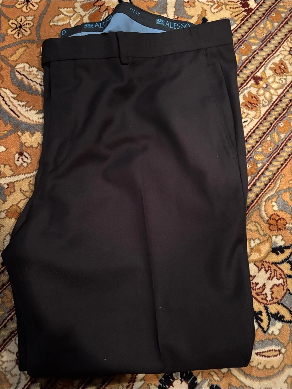 Men's Black Dress Trousers - Tailored Flat Front